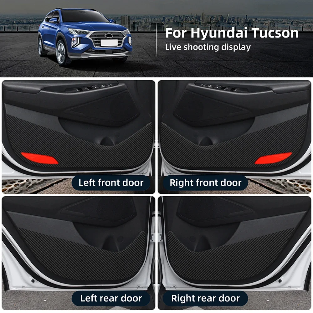 Leather Carbon Mat Door Anti-kick Pad For Hyundai Tucson TL 2015 2016 2017 2018 2019 2020 LHD RHD Car Interior Trim Accessories - view 3