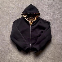2025 Autumn and Winter New Fashion Retro Leopard Print Hooded Zipper Double-sided Sweatshirt Jacket