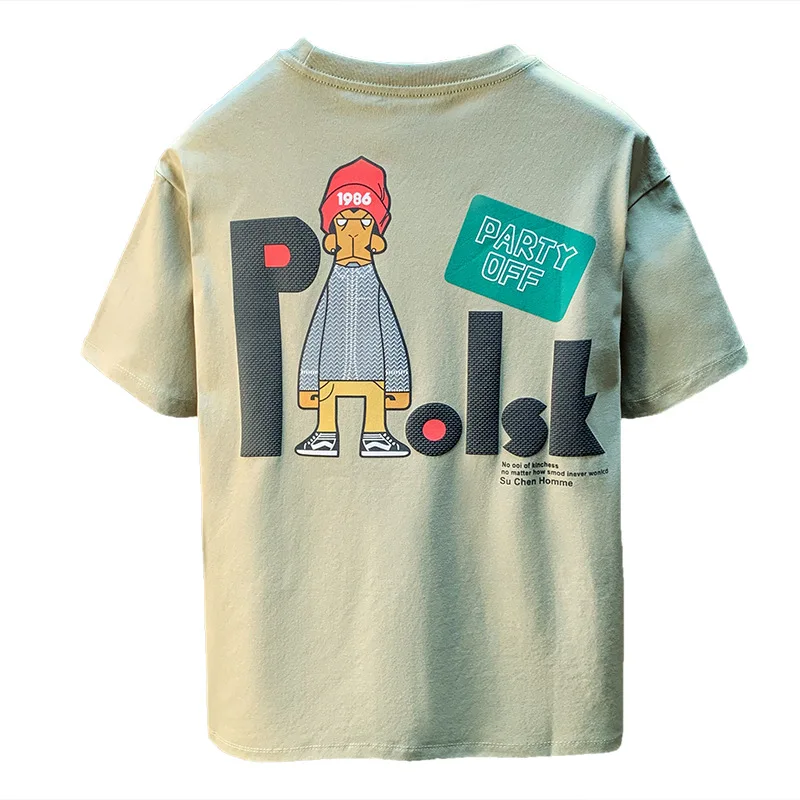 Short sleeved T-shirt men's summer new elastic breathable comfortable clothes, loose and fashionable creative printed top