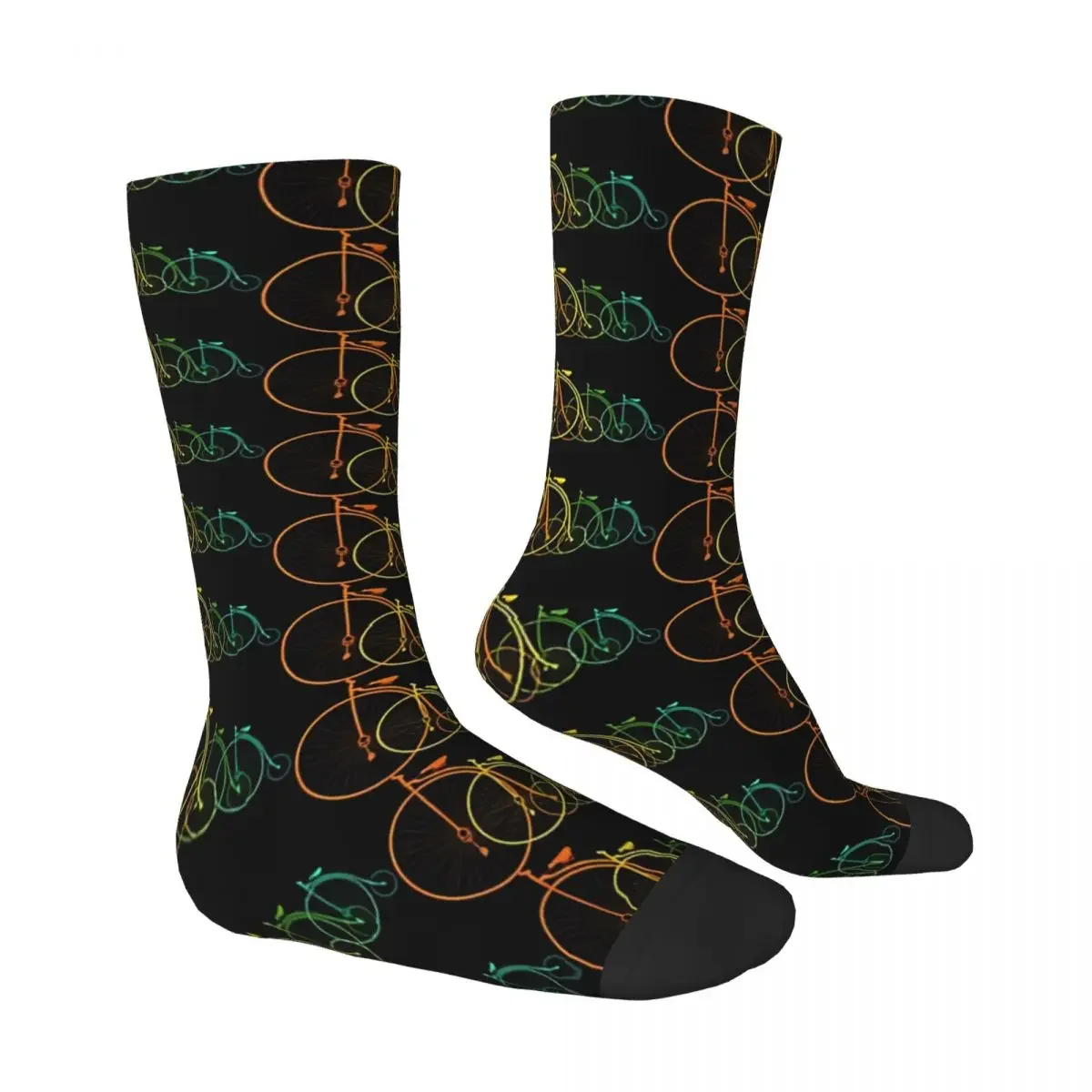 Hip Hop Retro Penny Farthing Cyclists Crazy Men's Socks Bicycle Bike Unisex Street Style Printed Funny Happy Crew Sock Boys Gift