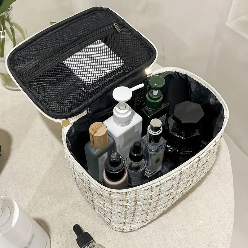 Borsa organizer da viaggio portatile di grande capacità nuova borsa cosmetica per profumo portatile scozzese piccola