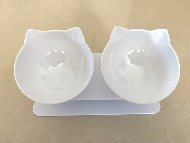 Non-Slip Double Cat Dog Bowl with Stand Pet Feeder Water Bowl for Cats Food Bowl for Dogs - Pet Feeding Supplies