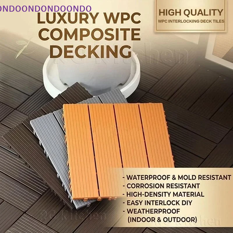 Waterproof Balcony Flooring Wear-resistant Wood Plastic Composite Interlocking Deck Tiles for Backyard Patio Outdoor Renovation