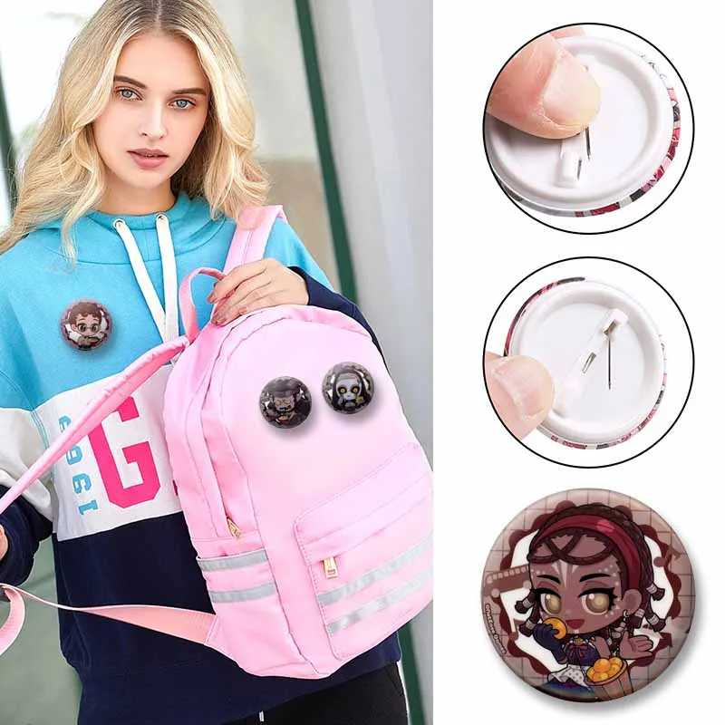 Game Peripheral Identity V Round Brooch Cartoon Emma Emily Lanternist Badges DIY Clothes Backpack Accessories Jewelry Pins Gifts