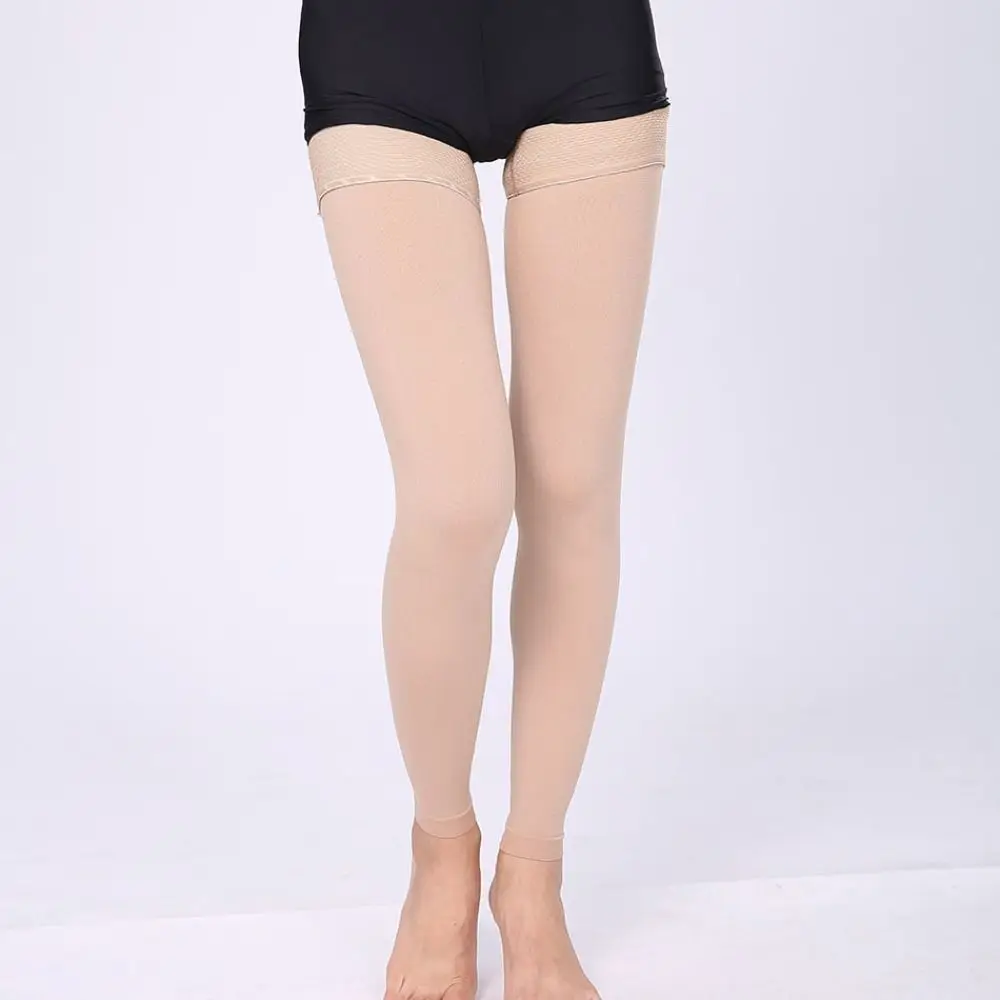 1Pair with Silicone Band Thigh High Compression Stockings Open Toe Firm 20-30 mmHg Varicose Veins Stocking High Elastic