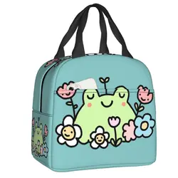 Custom Flowers Frog Lunch Bag Hot Cold Snacks Insulated Lunch Box for Women Kids Work School Food Picnic Tote Container