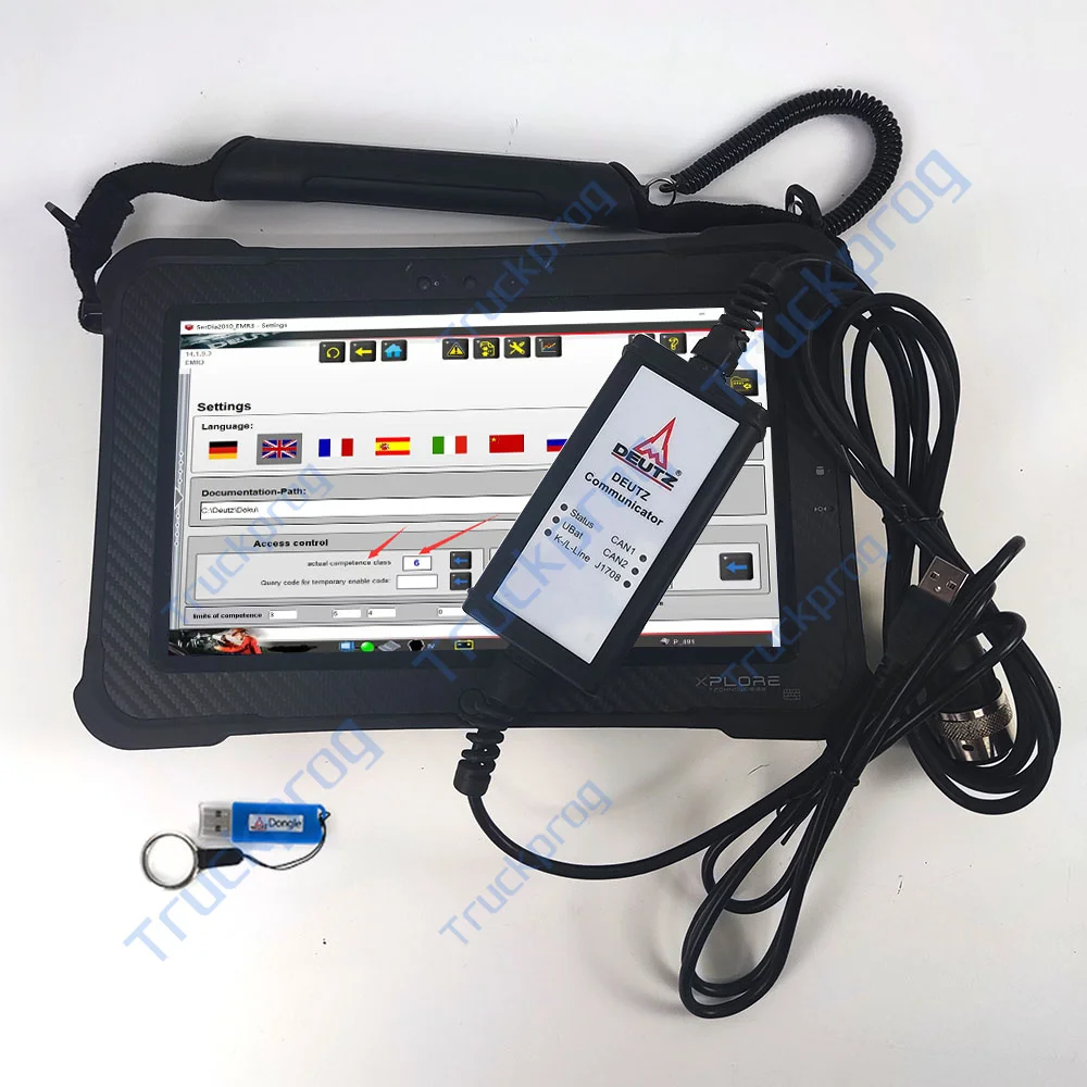 Xplore Tablet For Deutz Communicator OBD Adapter with SerDia SerDia4.0 Key Dongle for Controllers EMR 2/3/4 Diagnostic Tool