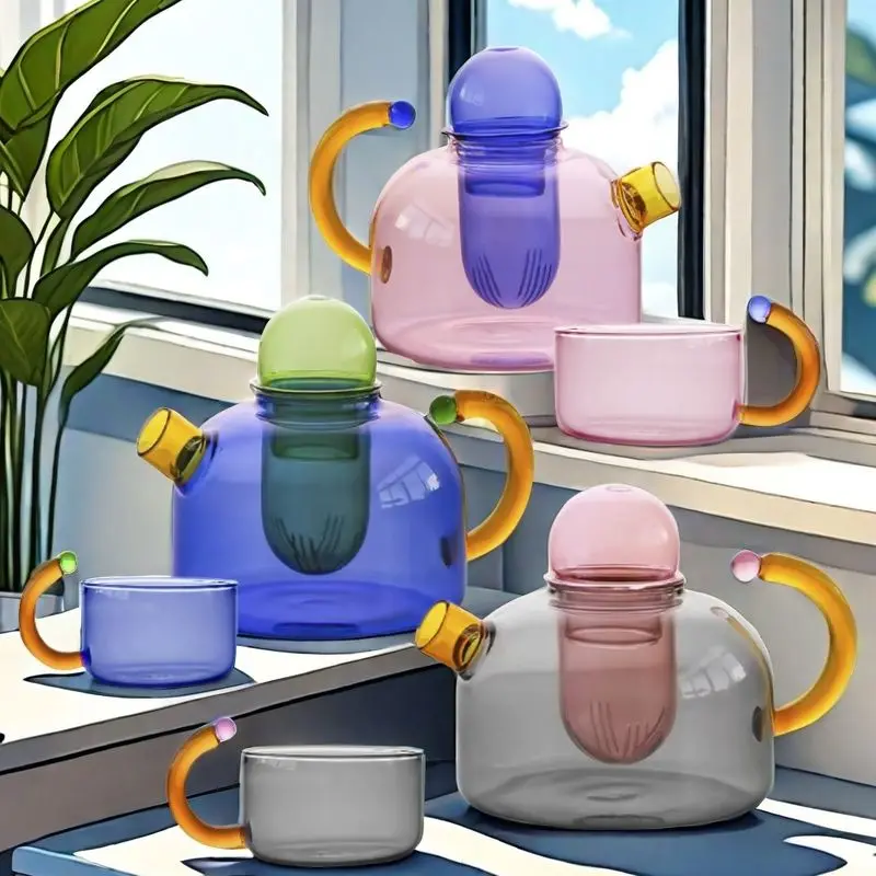 

Creative Teapot Set High Temperature Resistant Glass Tea Separation Filter Home Tea Pot