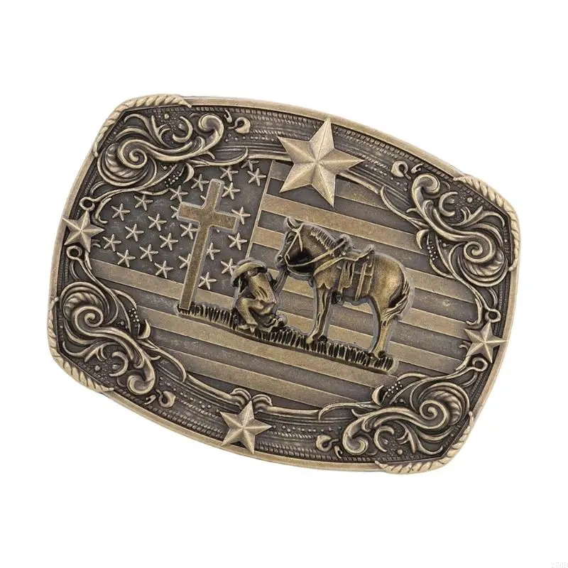 270D Punk เข็มขัดโลหะหัวเข็มขัด Golden Horse เข็มขัดหัวเข็มขัด DIY อุปกรณ์เสริมสำหรับ Unisex