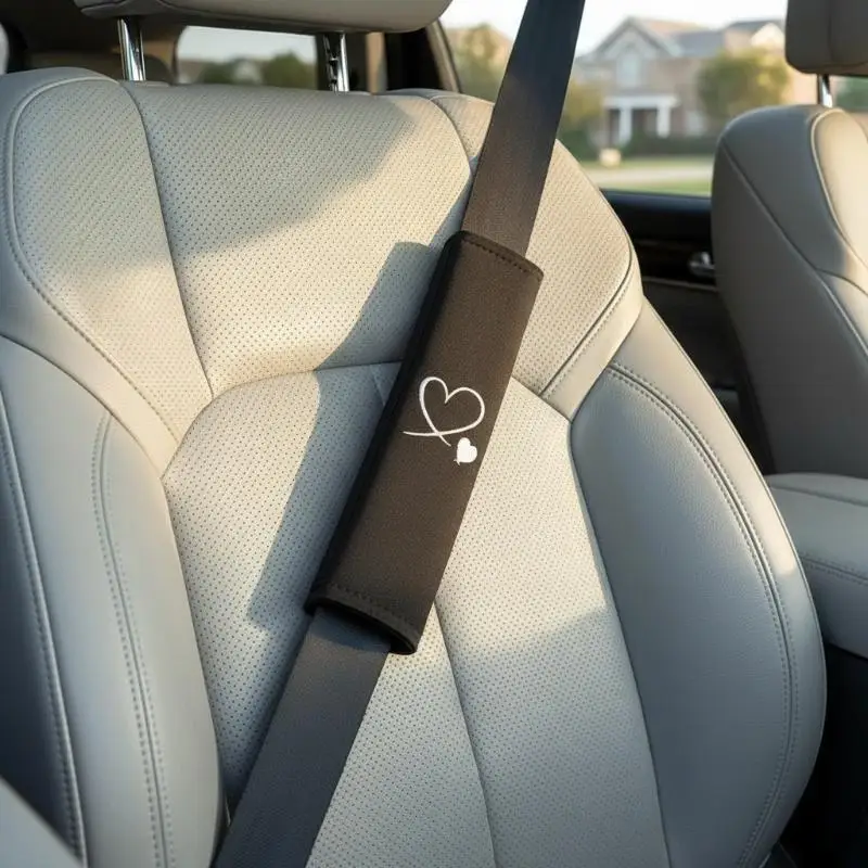 Heart-shaped Car Seat Belt Shoulder Pads 1/2PCS Embroidered Soft Breathable Relieve Shoulder Pressure for Driving
