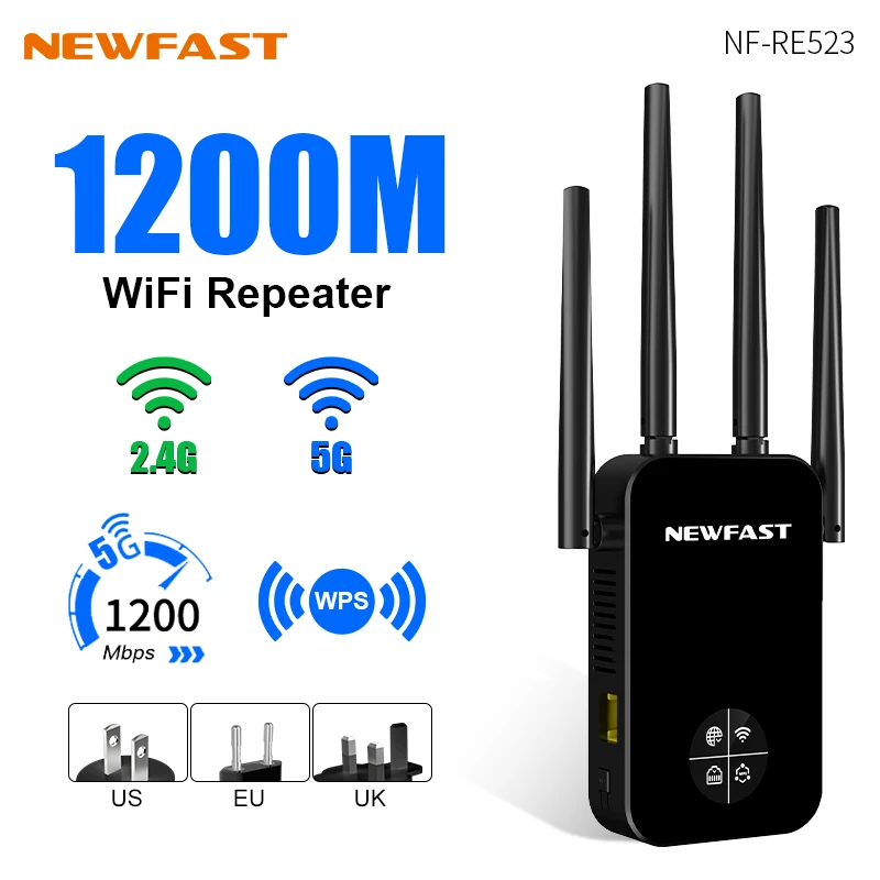 300/1200Mbps WiFi Repeater Repetidor De Sina Signal Booster 2G 5G Long Range Gigabit WiFi Extender Amplifier Puissant UK Plug