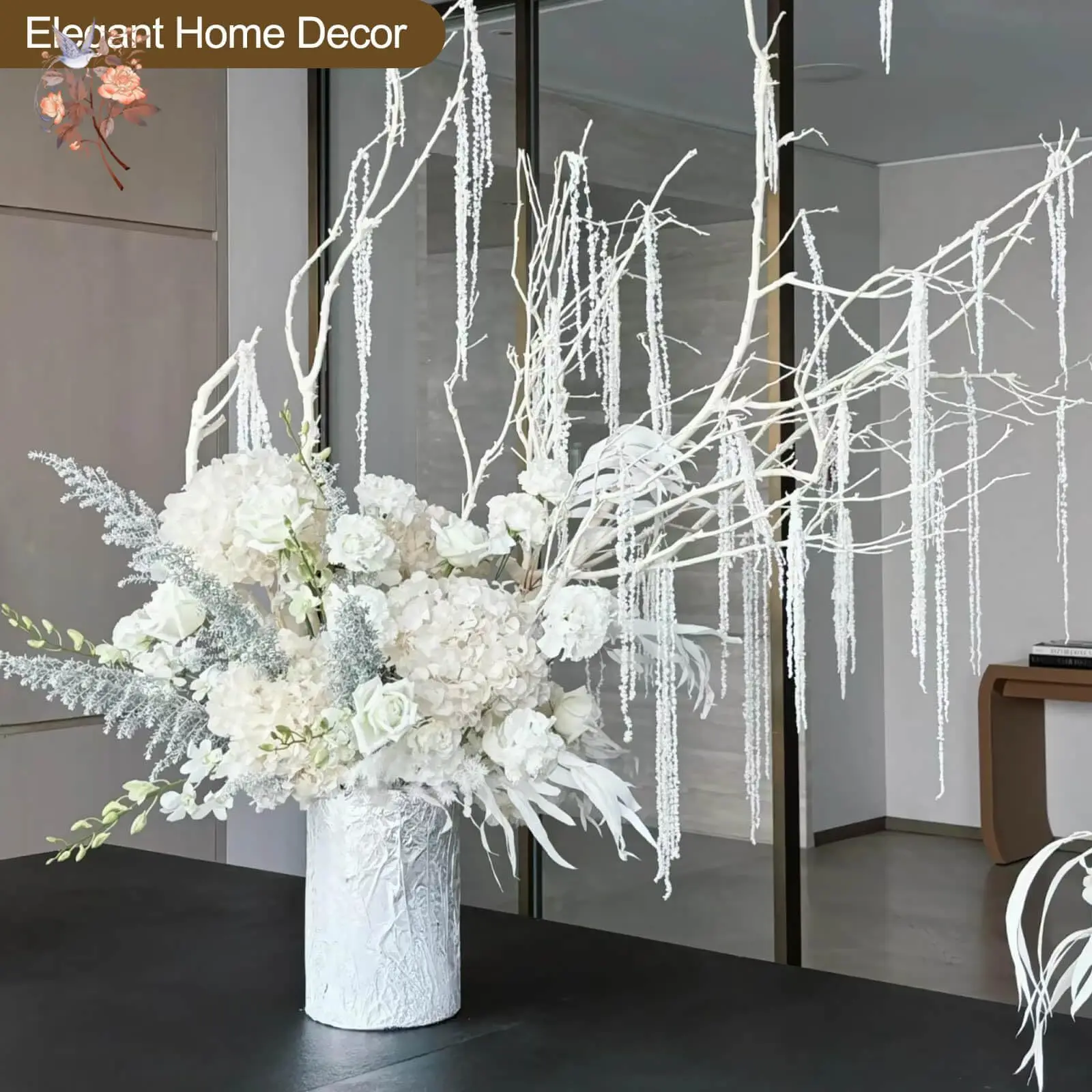 2/5Pcs Real Preserved Amaranthus Flowers White Dried Wisteria Hanging Flowers Wall Arrangement Wedding Arch Home Christmas Decor