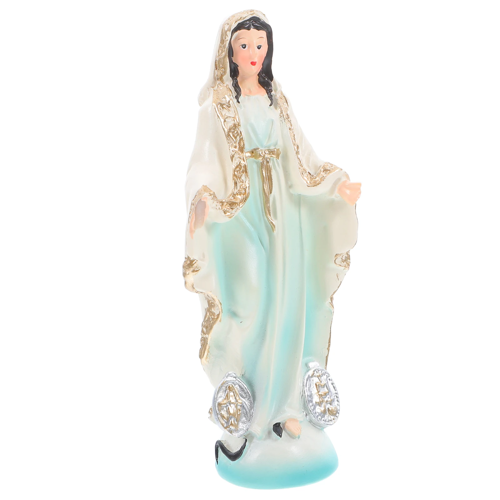 Resin Virgin Statue Home Decor Resin Figures Religious Ornaments Miniature Blessed Mother Figurine Craft Small Present