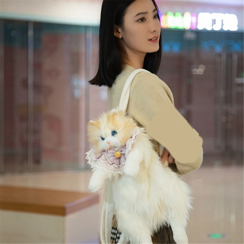  Realistic Ragdoll Cats Plush Backpack Handmade Adjustable Strap Gift for Women