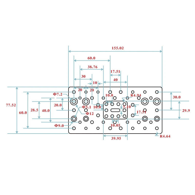 Openbuilds C-Beam Gantry Plate - Double Wide Aluminum Construction Mounting Board T6x77.15x155mm 3D Printer Accessories