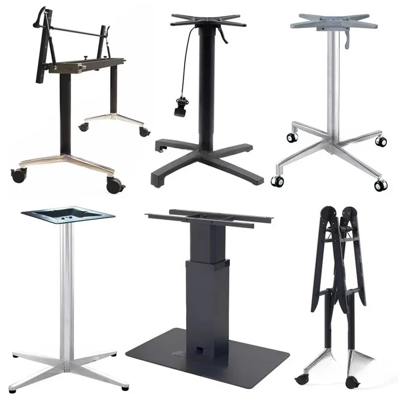 Stainless steel folding table foot mobile office conference table leg metal table rack lifting base four-claw coffee