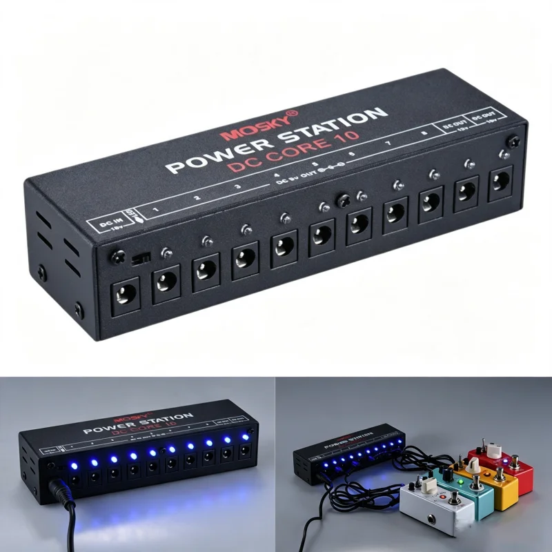MOSKYaudio DC-CORE10 Guitar Effect Pedal Power Supply Station 10 Channel DC Output Independent Low Noise Guitar Effect