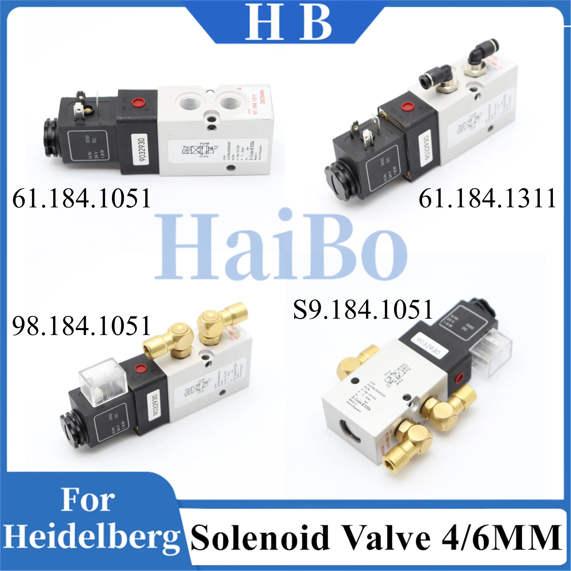 

HaiBo Best Quality New 6mm or 4mm Head 61.184.1051 S9.184.1051 98.184.1051 61.184.1311 Solenoid Valve For Heidelberg