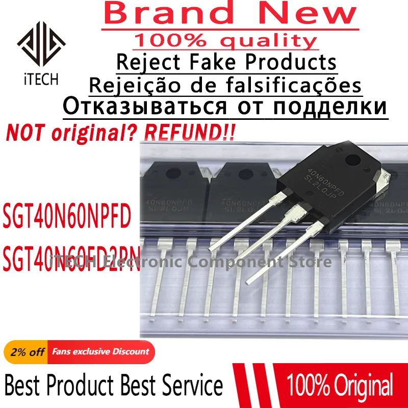 10pcs/lot Original SGT40N60NPFDPN SGT40N60NPFD 40N60NPFD SGT40N60FD2PN 40N60FD2 TO-247 IGBT Tube 40A 600V 100% New and Genuine