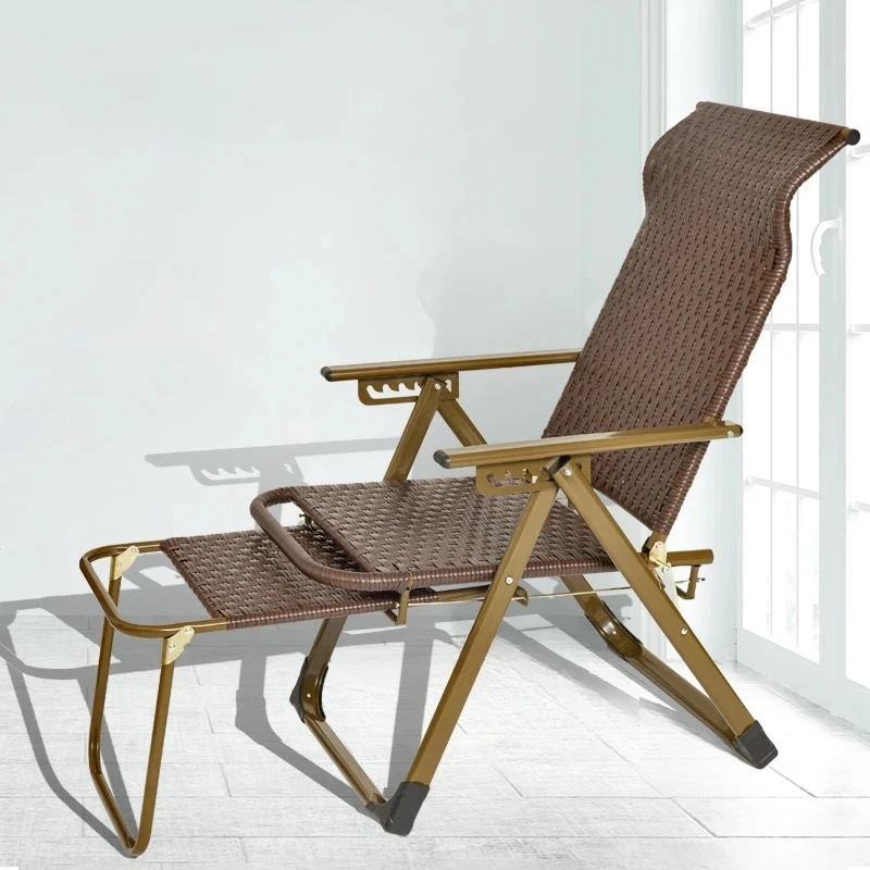 & Nordic Leisure Office Lunch Break Lounge Chair Lazy Rattan Sun Loungers Modern Balcony Folding Beach Chair for Outdoor Furnitu