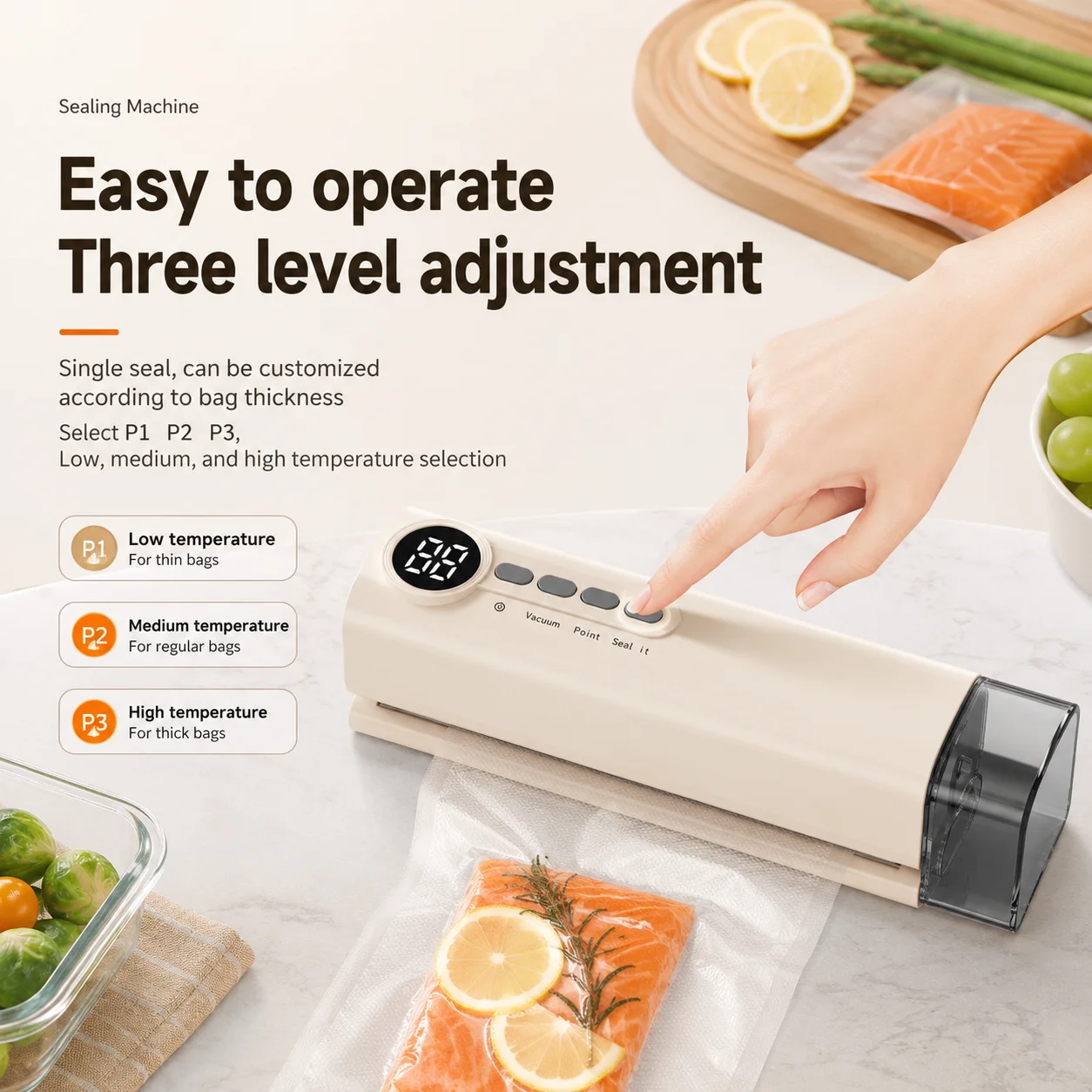 Cordless Rechargeable Vacuum Sealer Machine-90W Strong Suction ≥-62kPa, Fully Automatic Food Sealer for Dry/Moist Food