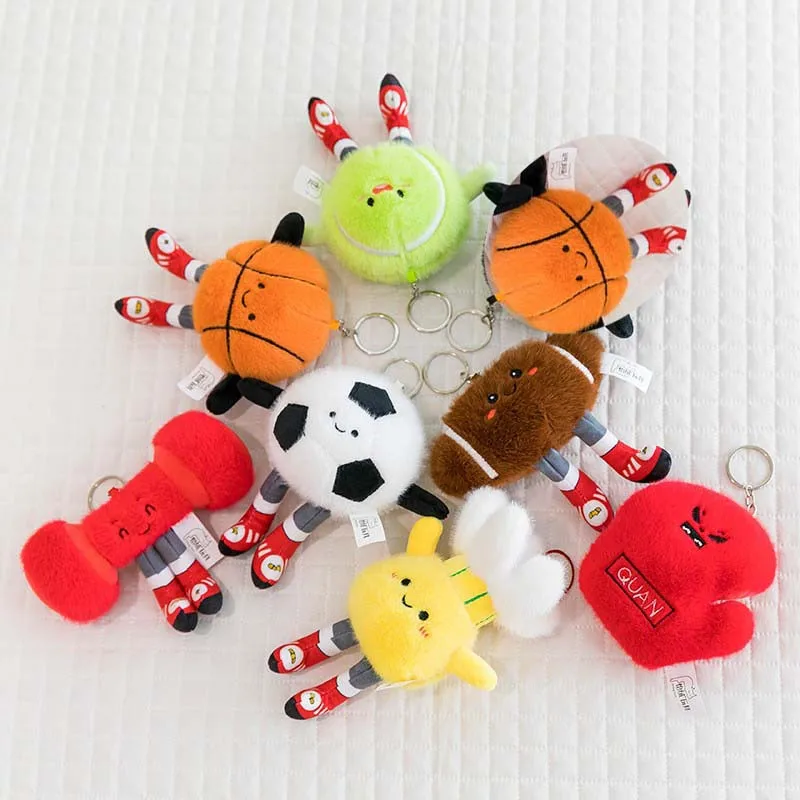 Borsa per auto per coppia portachiavi con ciondolo in peluche da cartone animato da 4 pollici, ciondolo per borsa per macchina con artiglio portachiavi