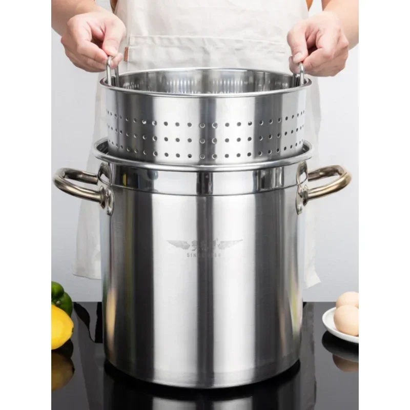 Stainless Steel Thickening Spiced Gravy Bucket Drain Bucket Wash Crayfish Multifunctional  Commercial Use Kitchen Craft