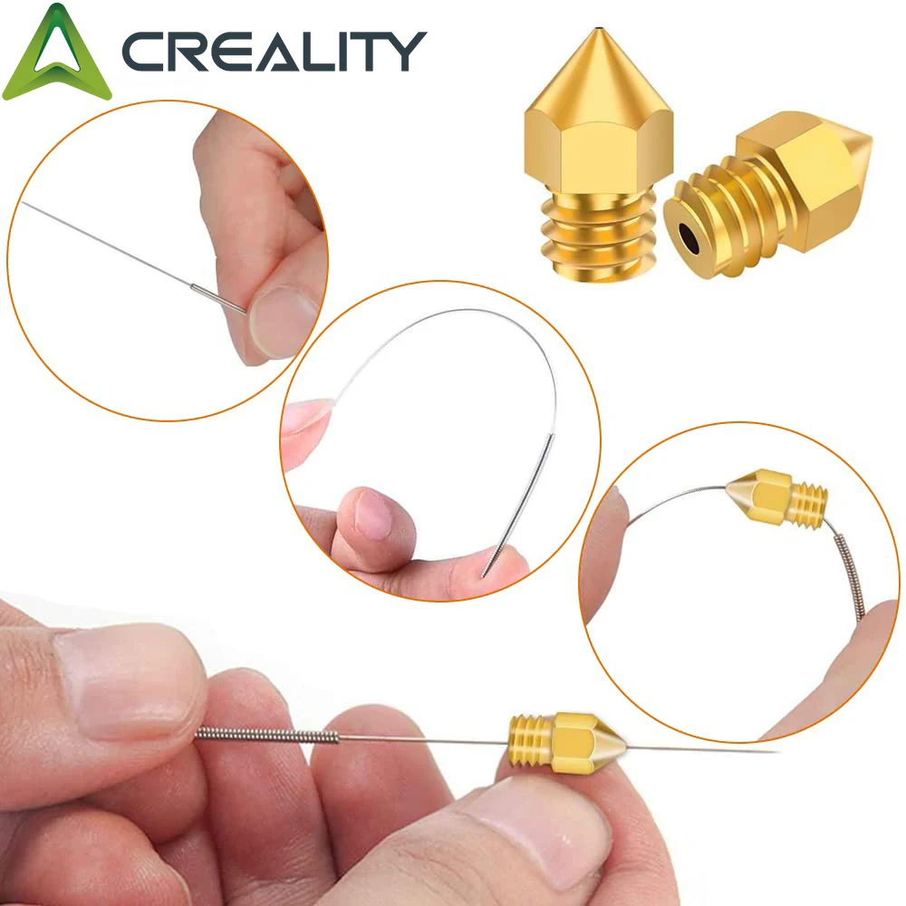 Creality MK8 Extruder Nozzles Kit with 10 Pcs 3D Printer Nozzles and 5 Pcs Nozzle Cleaning Cleaners and 1 Pcs Open Nozzle Wrench