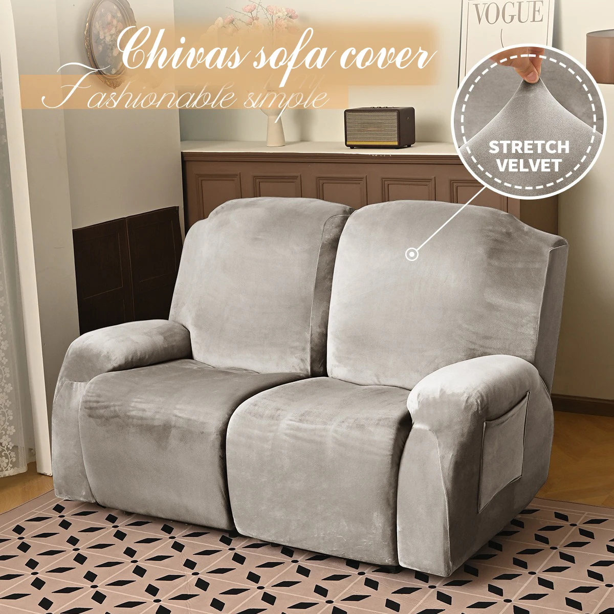 

1/2/3 Seater Chivas sofa cover Soft Velvet Stretch sofa recliner Covers Slipcover Washable recliner cover decorative protection