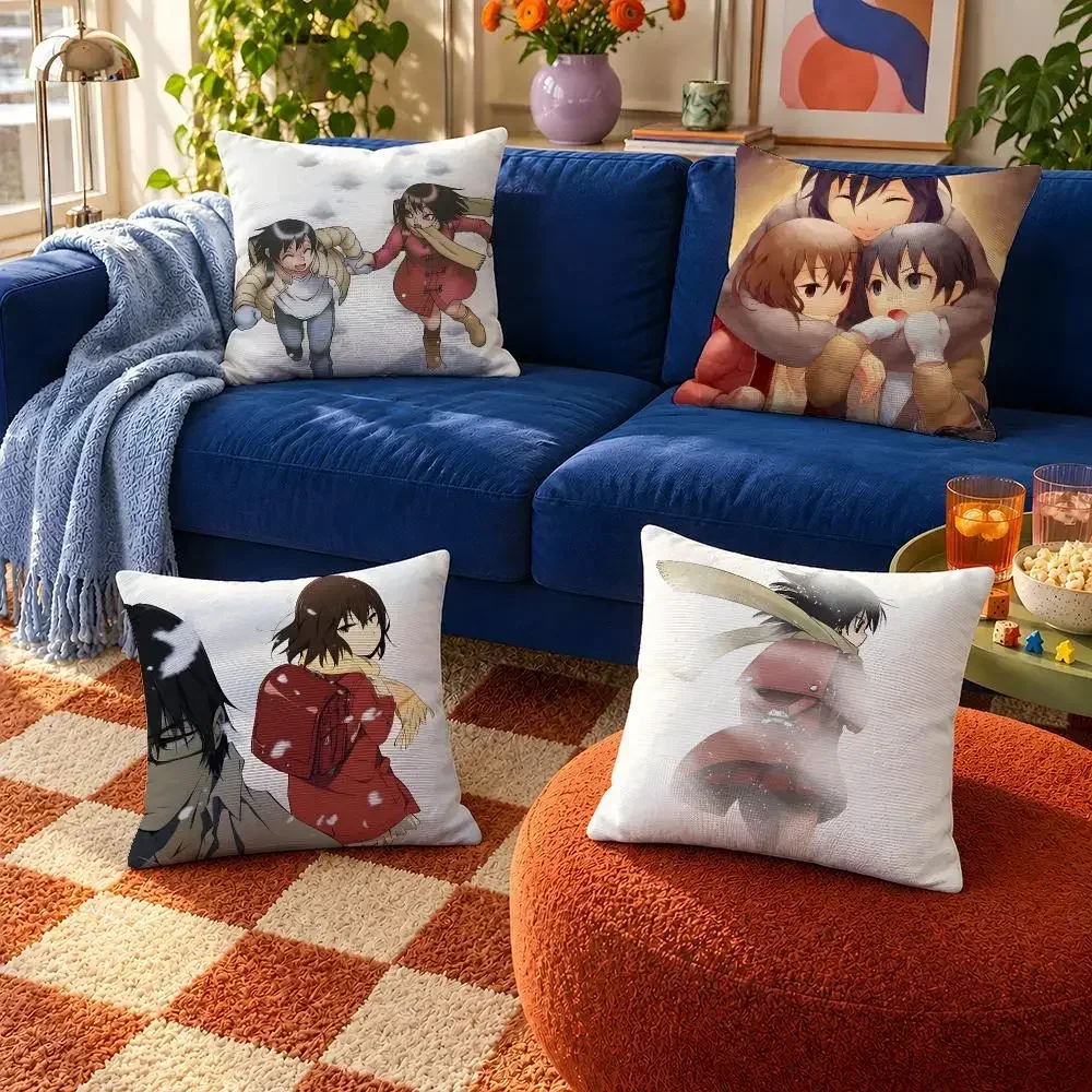Throw Pillow Cover Soft Short Revival Plush Cushion Case For Sofa Bedroom Cozy Home Kayo Anime ERASED Decor Airi Satoru Gift