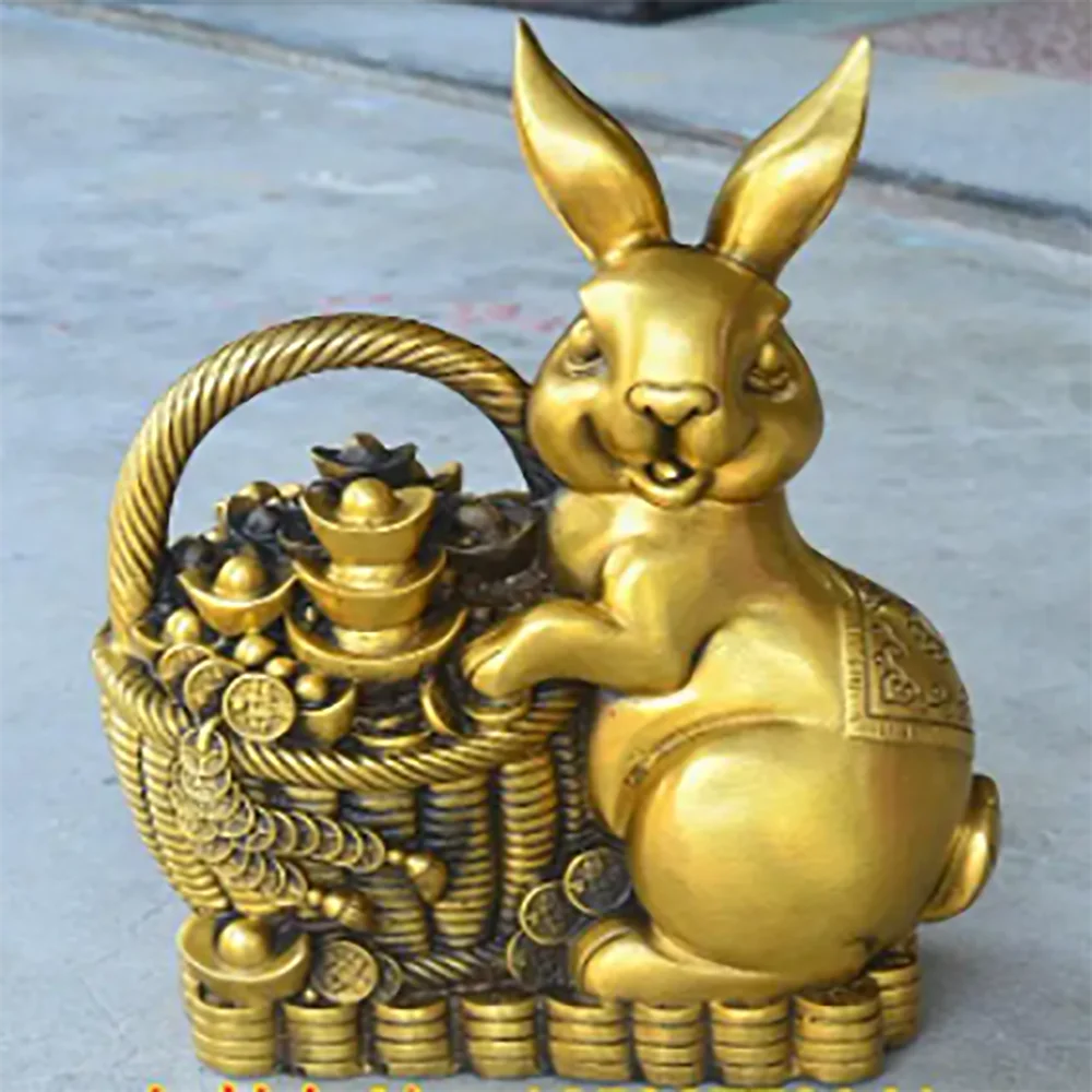 China collectible fine workmanship brass wealth rabbit crafts statue