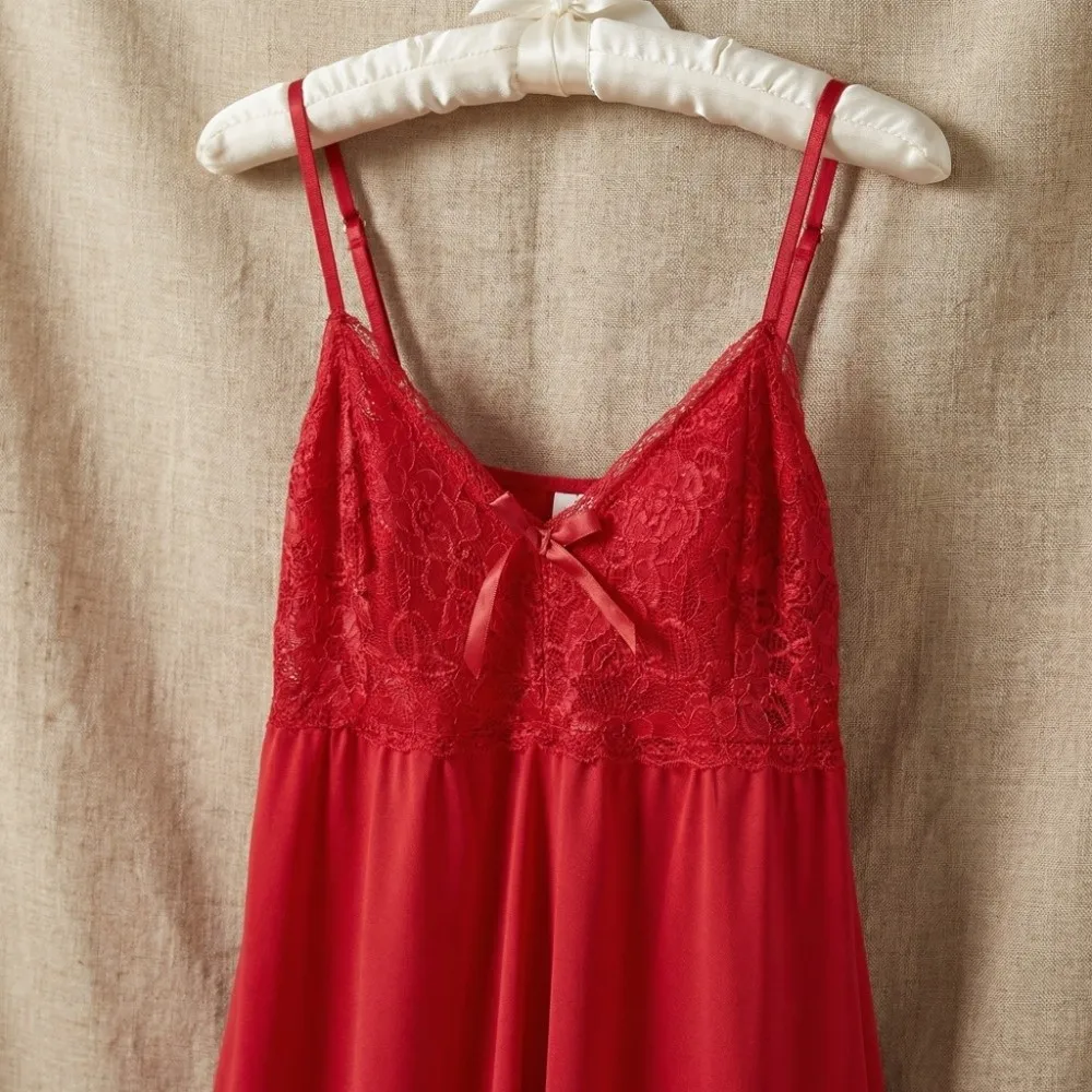 

Тонкая женская кружевная пижама-платье с бантом, V-образным вырезом, на бретельках, ночная сорочка для вечеринок, кружевное облегающее платье-комбинация для сна