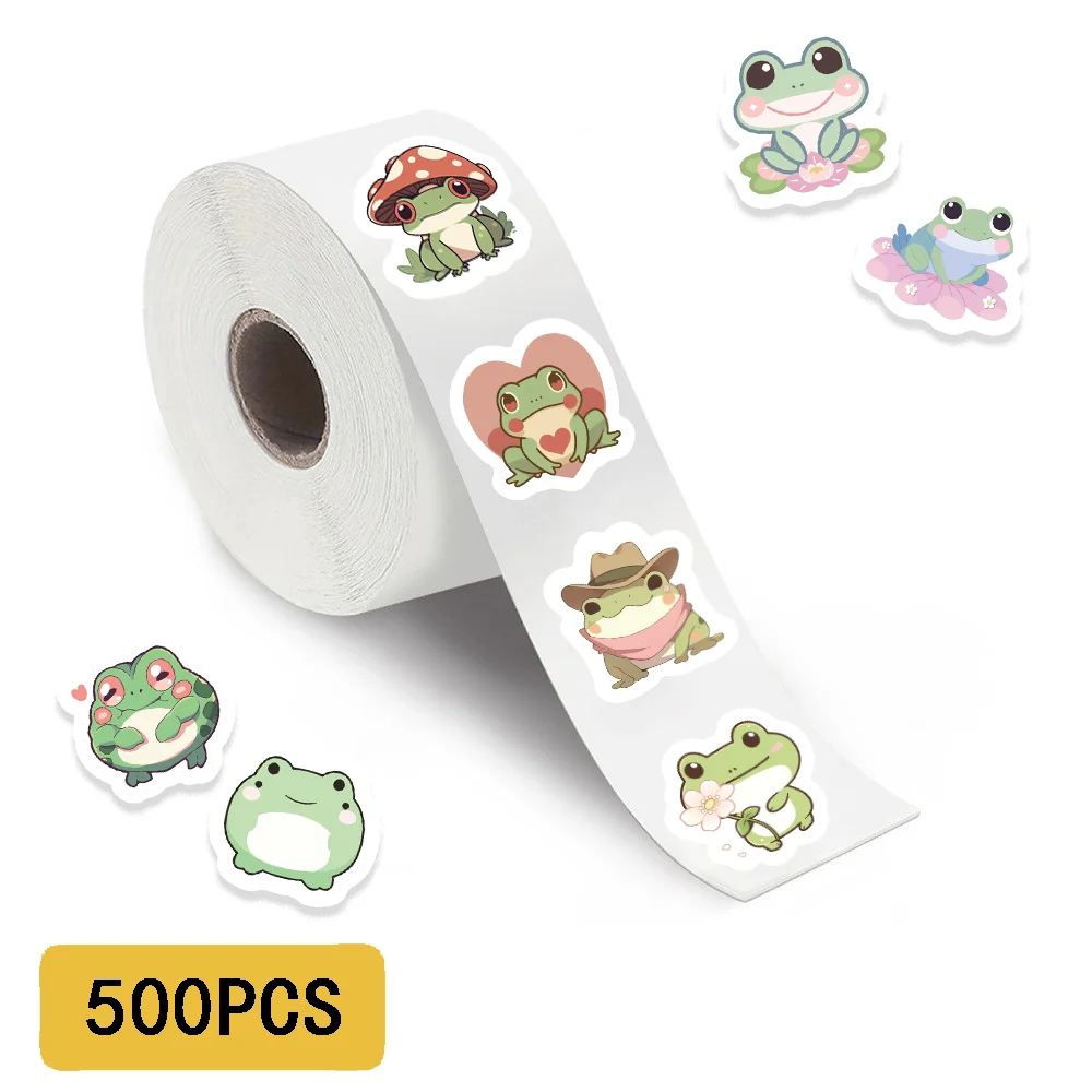 500pcs Cartoon Kawaii Frog Stickers DIY Graffiti Roll Sticker for Laptop Notebook Wall Car Stationery Diary Sealing Label Decal