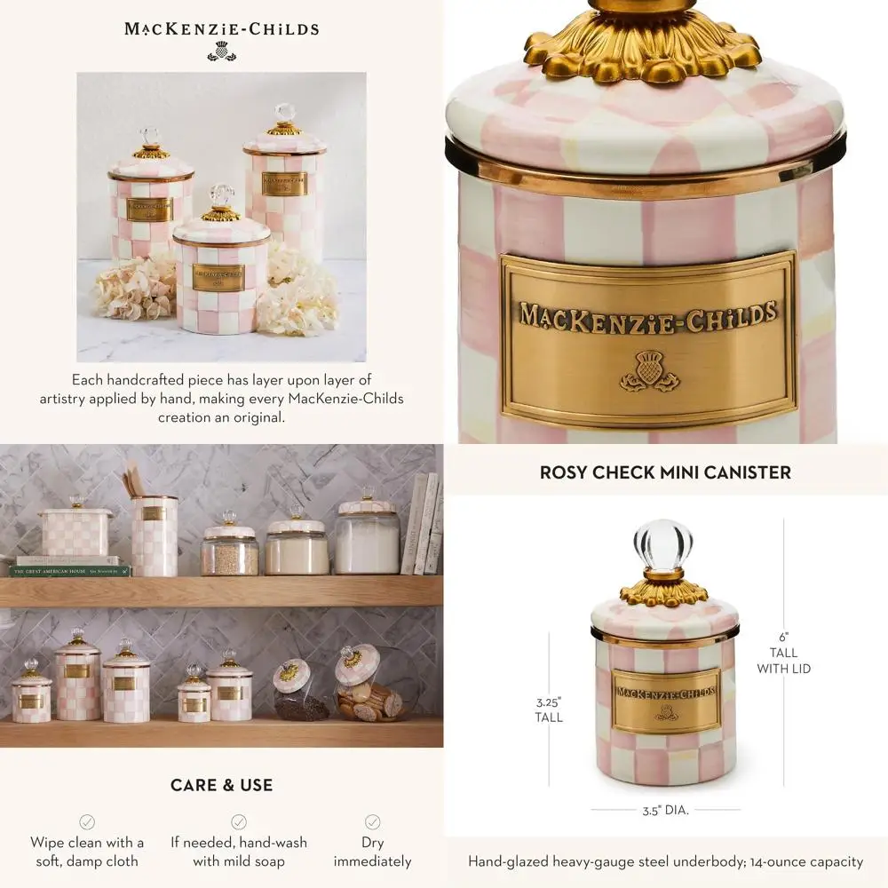 Mini-Aufbewahrungsbehälter für die Küche in Rosa und Weiß mit Emaille und Deckel