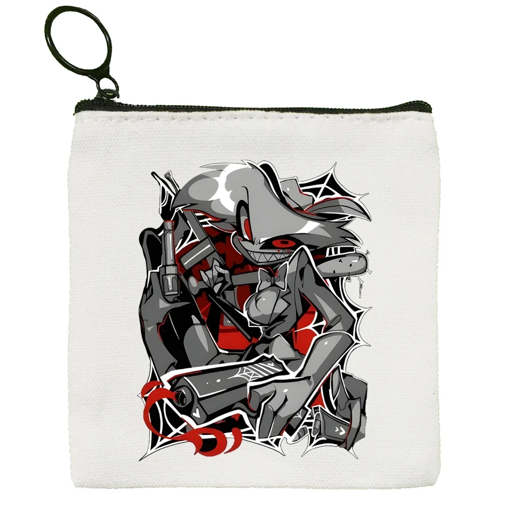 Hazbin Hotels Alastor Square Bag Coin Purse Storage Small Card Bag Key Coin Clutch Zipper Key Bag