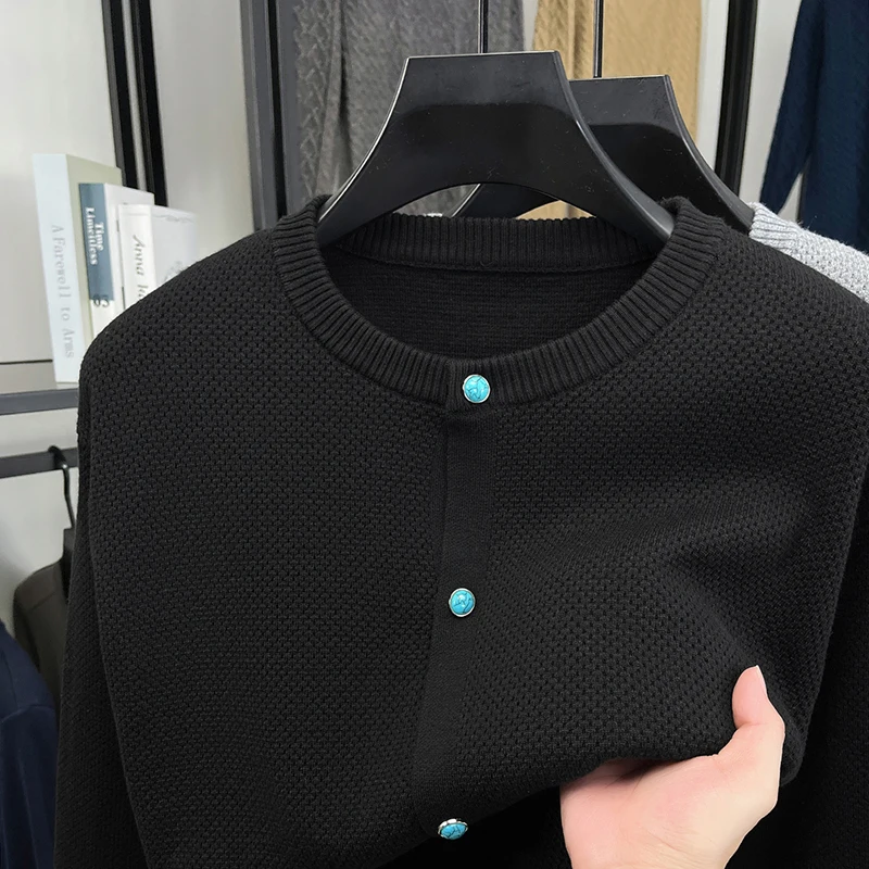 Men's Knitted Cardigan Round Neck Button down Sweater Casual Fashion Autumn Winter Warm Comfortable Versatile Classic Men's Wear