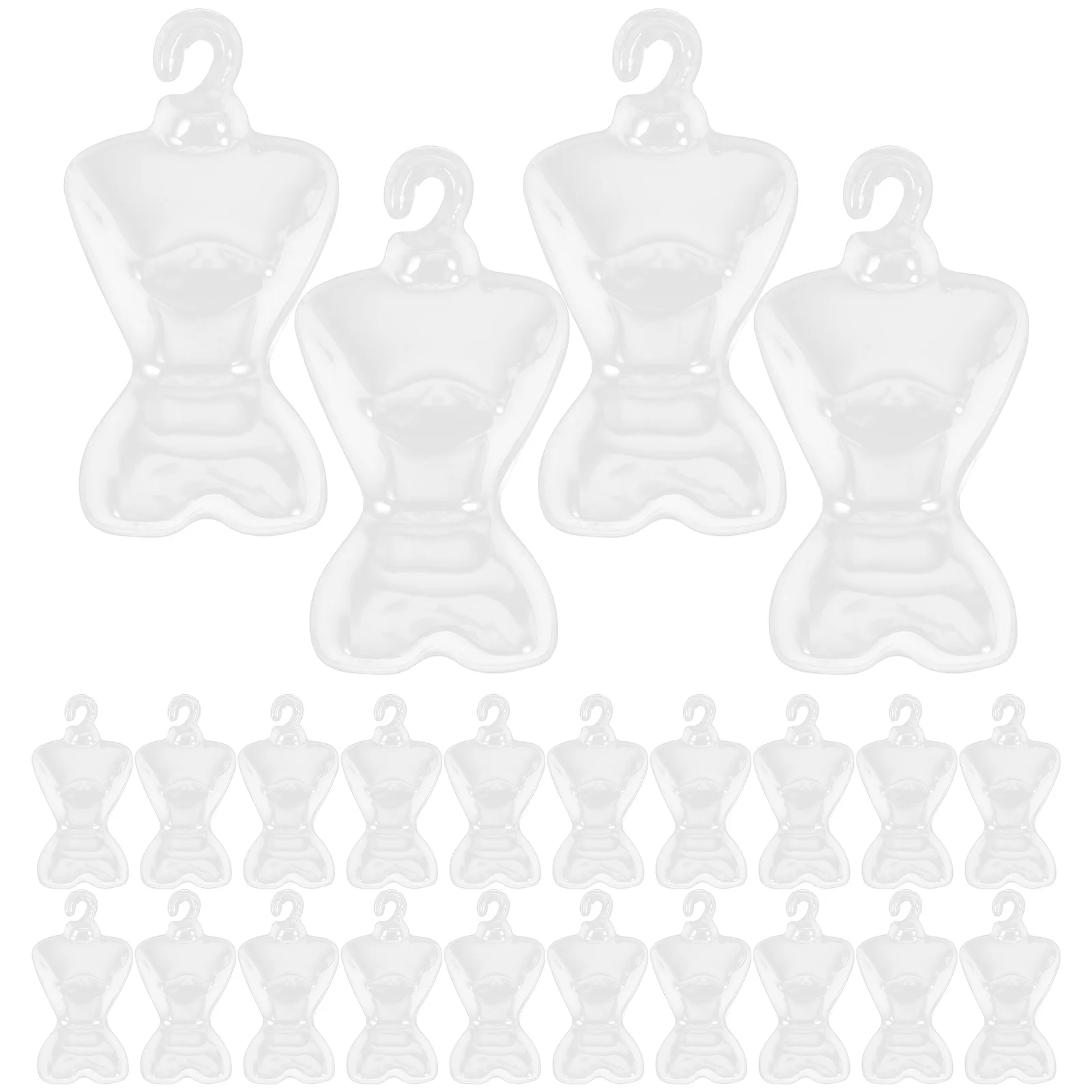 100 Pcs Transparent Coat Hanger Display Shelves Mannequin Mini Human Body Clothing Plastic Holder Dress Children Toy