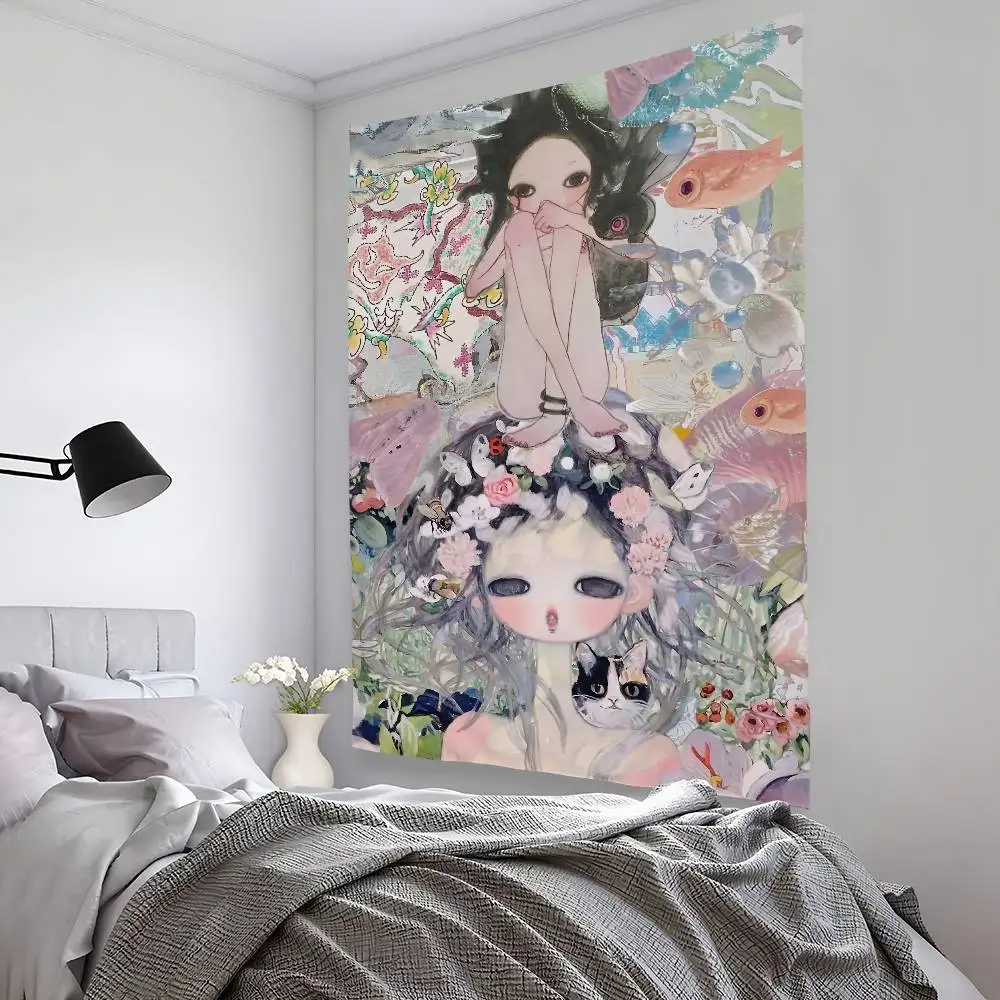 Aya Takano-tapiz de Anime para dormitorio, sala de estar, Bar, jardín, decoración de festival de microfibra al aire libre, pancarta artística de fondo