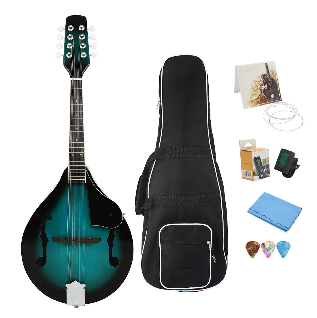 Tibetan ethnic instrument mandolin stone green eight stringed mandolin Western instrument mandolin guitar set