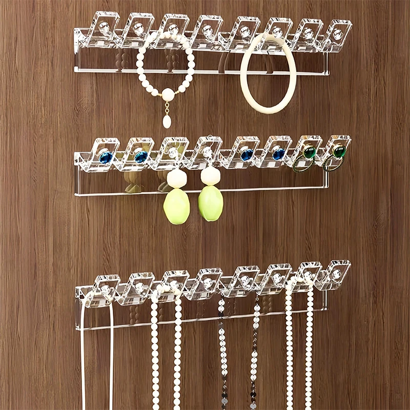 New 3/6Pcs Self-Adhesive Necklace Organizer, Space-Saving Multi-Functional Jewelry Organizer, Necklace Holder Wall Mounted