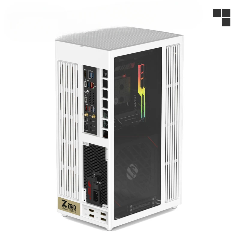 LS-360 V2 water-cooled vertical ITX chassis with independent display support for 40 series graphics card  ower s