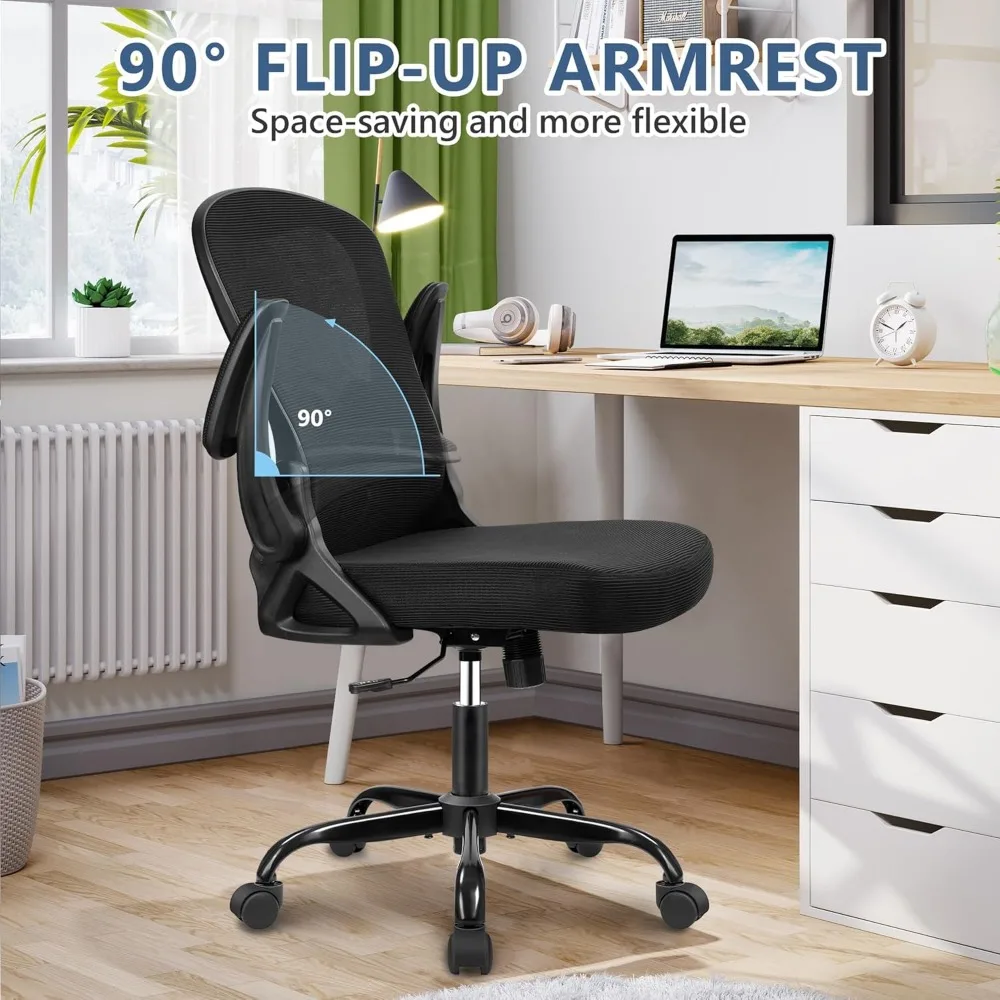 Silla de escritorio de malla ergonómica para el hogar, asiento giratorio con respaldo medio, transpirable