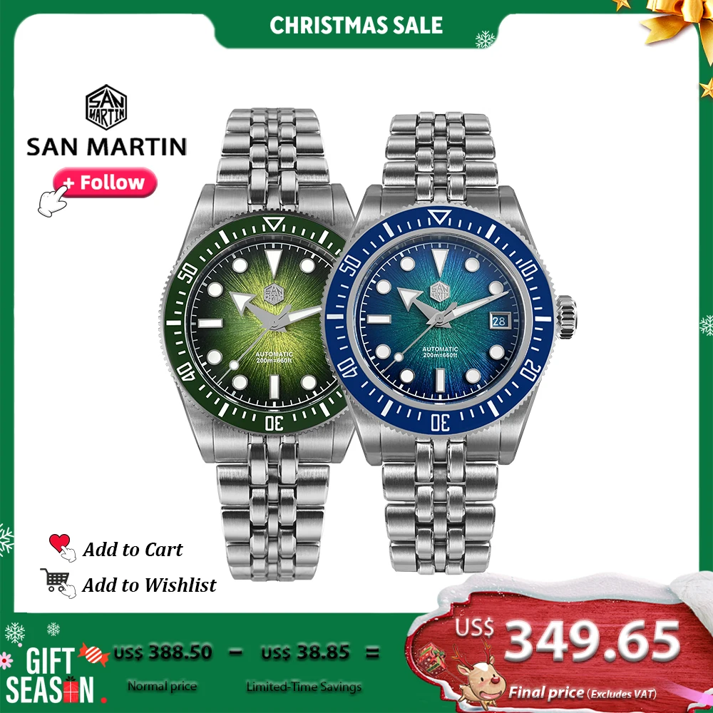 

San Martin 37.5-40mm Original Design Luxury Couple Watch Miyota 9015 Automatic Mechanical Men Diver Watches Waterproof SN0148