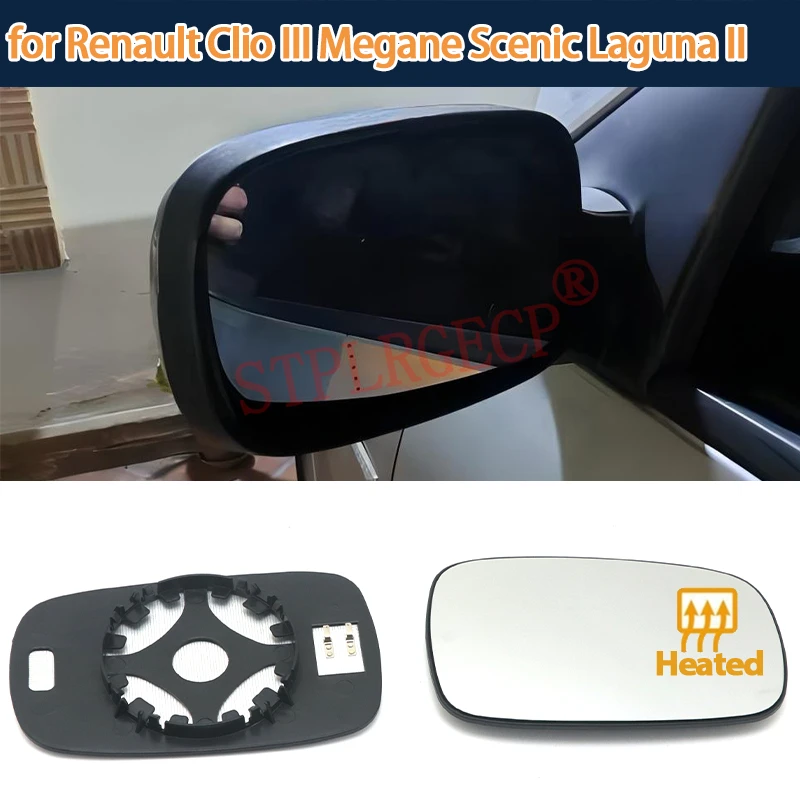 Espejo Retrovisor Exterior con Cristal Calefactable para Renault Clio III, Megane, Scenic, Laguna II, Lado del Conductor o del Pasajero, Piezas de Carrocería