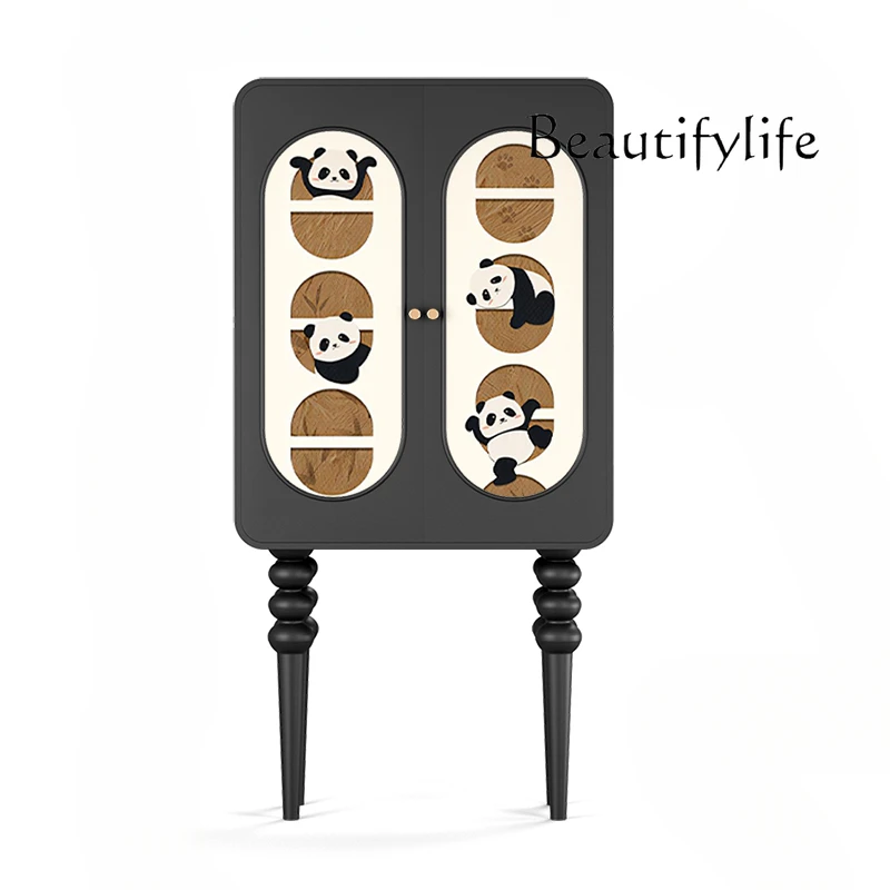 

French antique storage cabinet living room bedroom solid wood high-footed locker premium painted cartoon locker