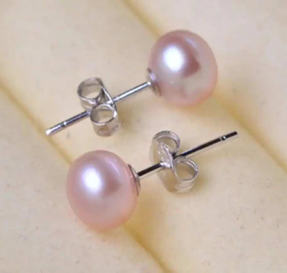 

Лидер продаж, новый стиль, серьги-гвоздики из стерлингового серебра 925 пробы с фиолетовым пресноводным жемчугом 7-8 мм