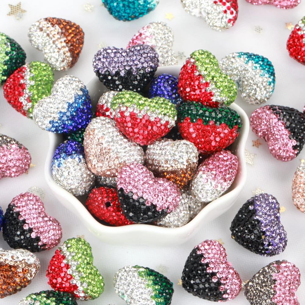 24x18mm 1/3/5szt Charm Clay Love Heart VD Kolorowe kryształowe koraliki dystansowe do tworzenia biżuterii DIY Naszyjnik Bransoletki Akcesoria