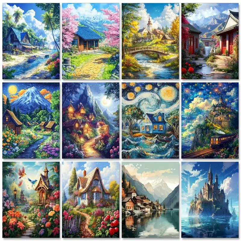 

GATYZTORY House Painting By Numbers For Adults Landscape Acrylic Paint For Painting Adults Crafts Unique Gift Home Decoration