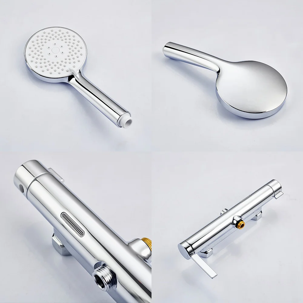 10 سنوات الضمان نظام دش ثرموستاتي جميع النحاس خلاط الأمطار الحمام دش مجموعة المطر حوض الاستحمام شلال دش الحنفيات طقم دش حمام فاخر مثبت على الحائط من الذهب المصقول خلاط مغسلةمعدات الحمامدش استحمام طقم كاملدش مطري #5