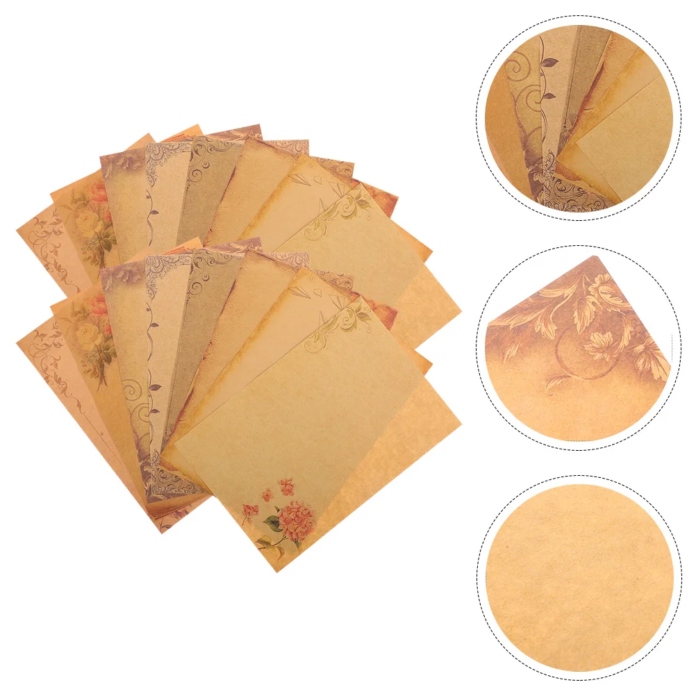 40 Sheets Kraft Paper Convenient Letter Smooth Writing Supplies Border Decorative Stationery Mixed Style